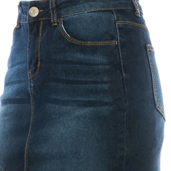 Boutique Fishtail Mermaid Skirt  Stretch Midi Maxi Dark Denim Blue Zip Closure - Picture 12 of 16